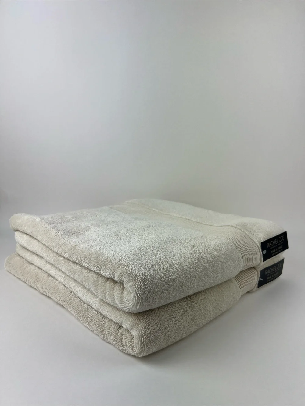 Rachel Zoe Bath Towels Cream Plush Soft 100% Cotton Made in Turkey 2 Pc NEW